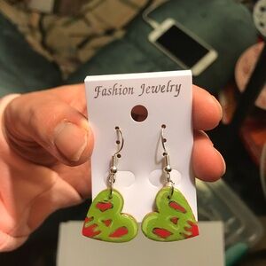 Poison A P P L E hand painted earrings
